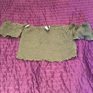 Ruched green crop top, size small, good condition